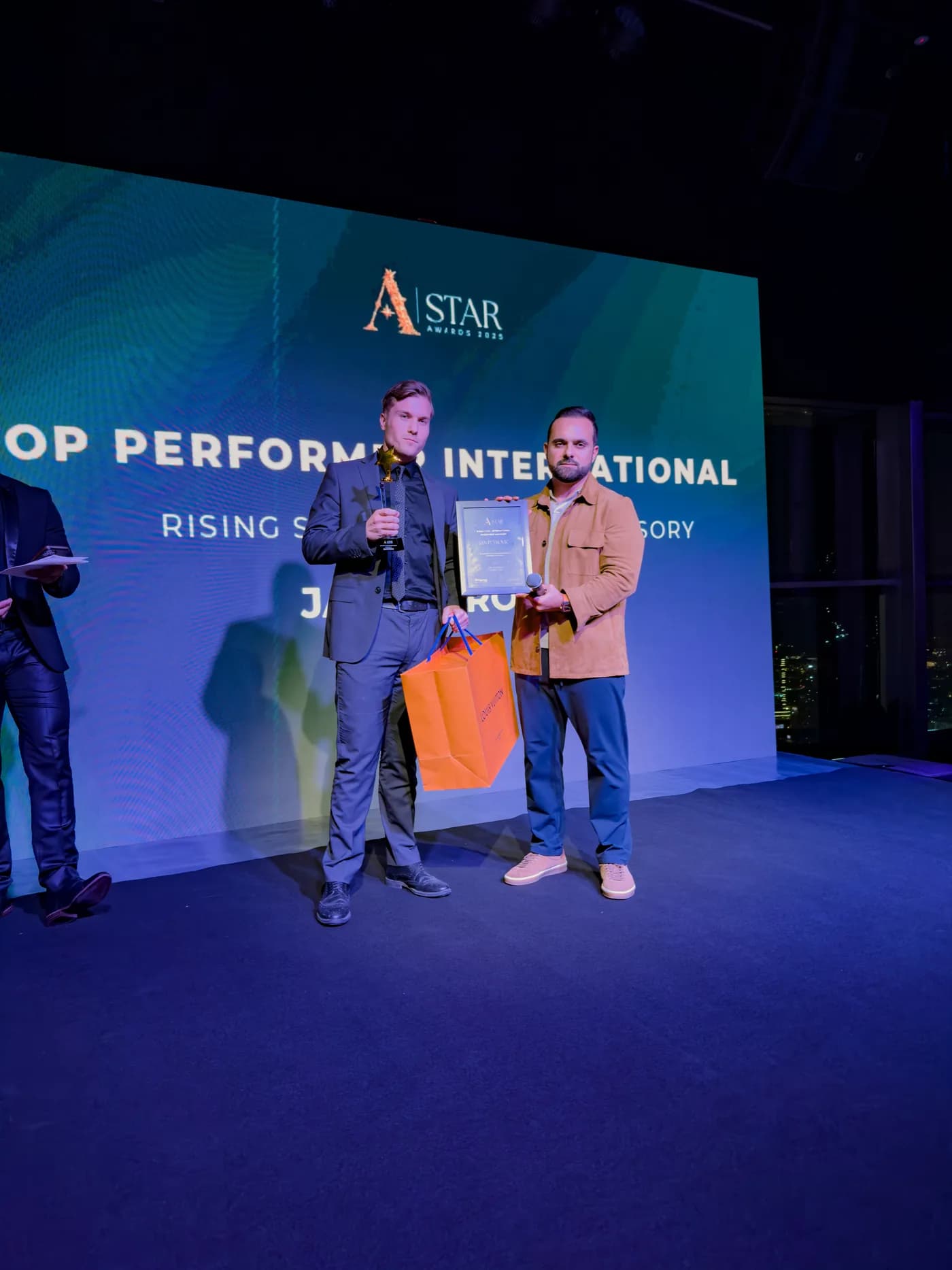 Jan Petrovič receiving the Rising Star award at the A|STAR Awards 2025